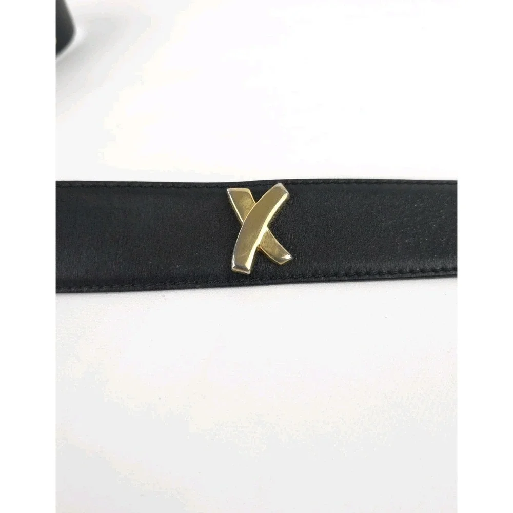 Paloma Picasso Leather Belt Black & Gold X Size Medium /75